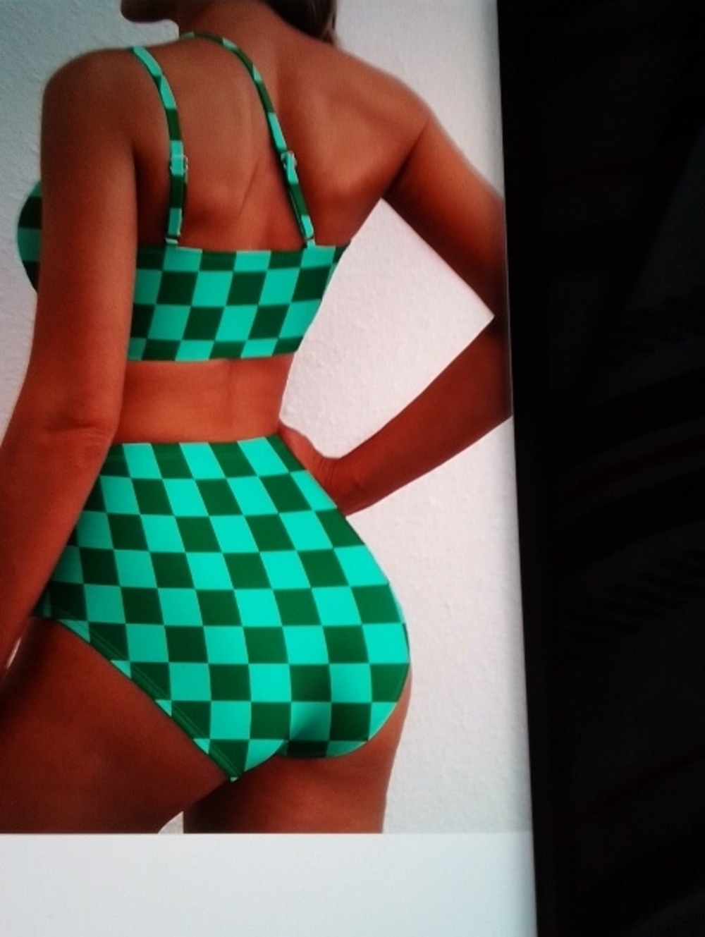 Checkerboard High-Waist Bikini Set - 💚 Check - Picture 6 of 6